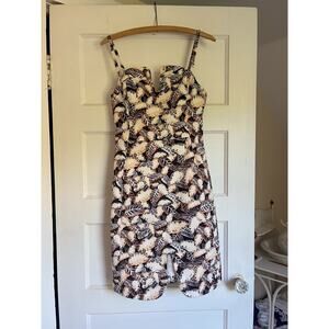 Opening Ceremony tropical cotton sundress with plunge notch neckline
